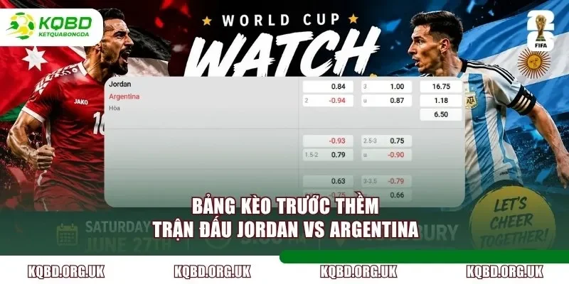 Bảng kèo trước thềm trận đấu Jordan vs Argentina