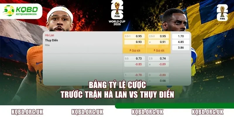 Bảng tỷ lệ cược trước trận Hà Lan vs Thụy Điển